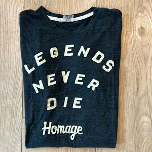 Homage Legends Never Die Short Sleeve Charcoal Gray T Shirt